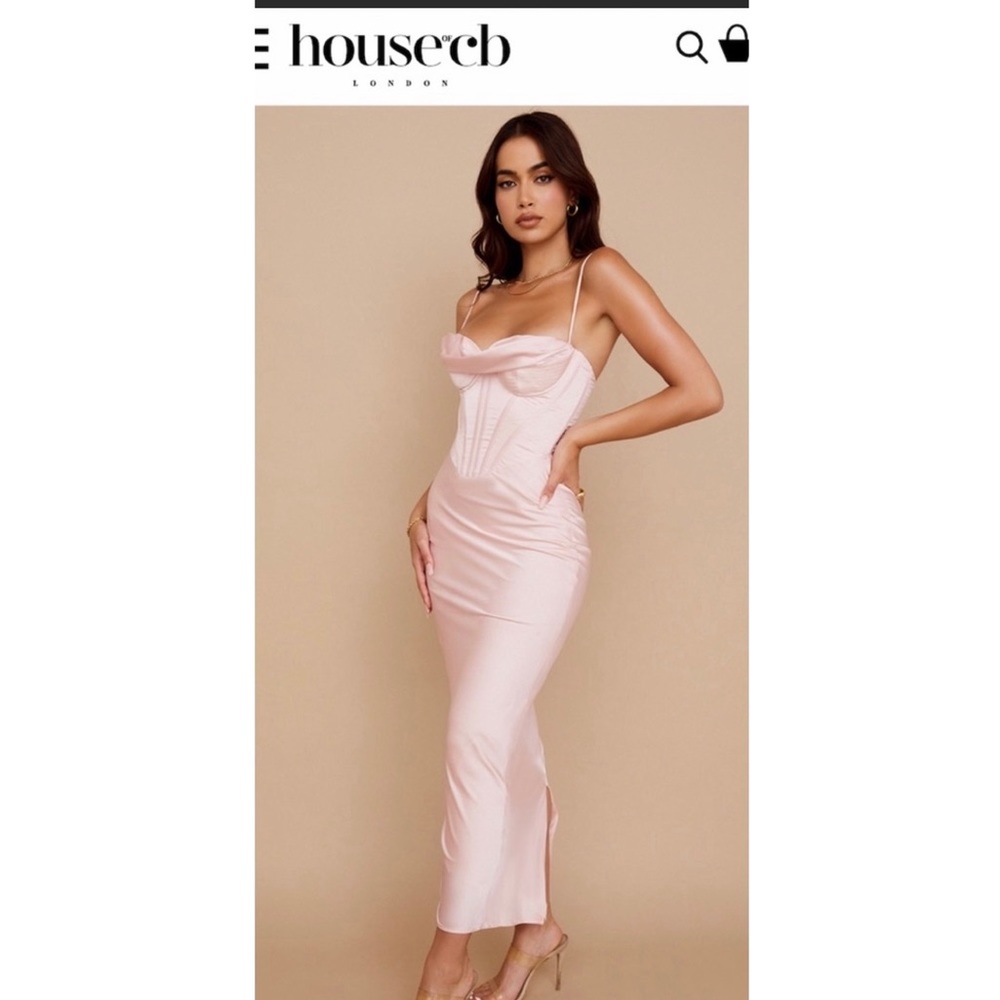 House of CB Charmaine Pink Blush Corset Maxi Dress